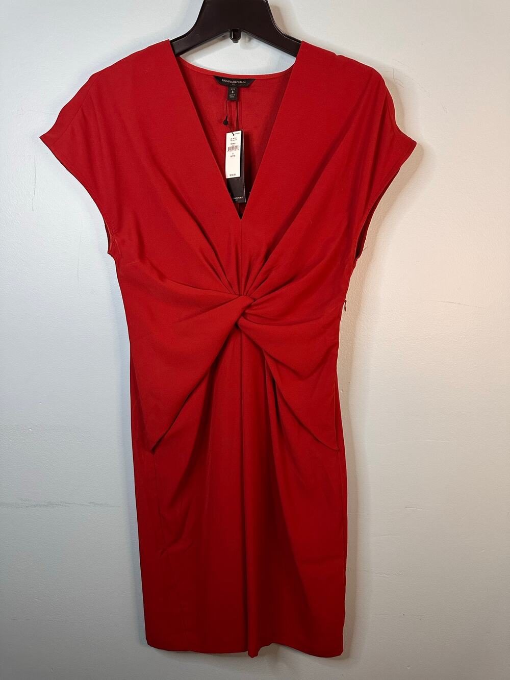 Banana Republic Factory twist-front dress in red 8 petite NWT